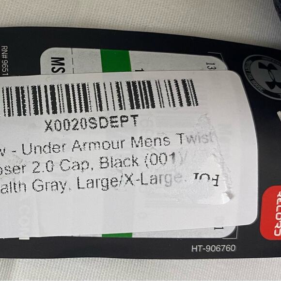 Under Armour Twist Closer 2.0 Cap  Charcoal Gray Large/ X-Large, NWT - Picture 2 of 7